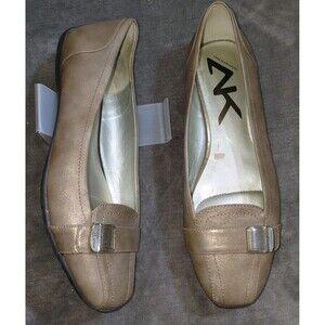 Anne Klein Lavon Ballet Flats Womens 9.5 M Metallic Gold Square Toe Slip-On
